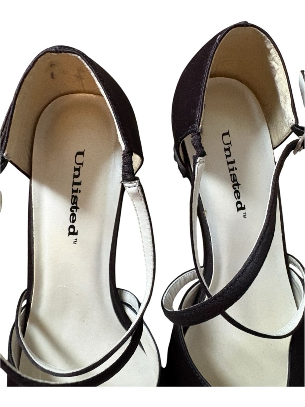 Vintage 90s Y2K Unlisted Black Satin Mary Jane Chunky Heel Shoes Size 8.5 - Picture 8 of 9
